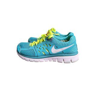 Nike Flex Trainer Teal Blue & Neon Athletic Running Jogging Sneakers Shoes~Sz 7